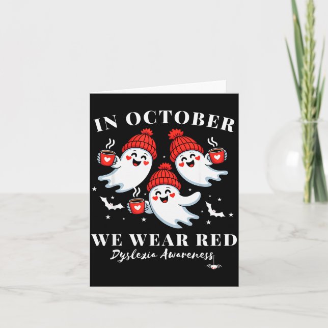 In October We Wear Red Dyslexia Awareness Hallowee Card (Front)
