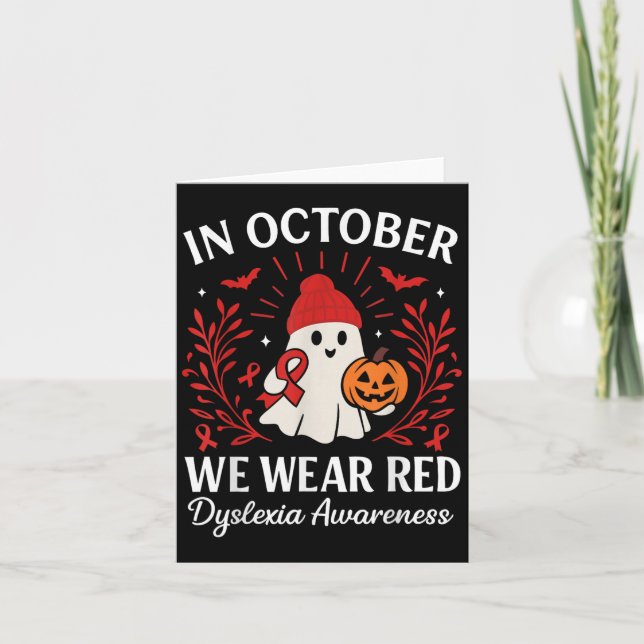 In October We Wear Red Dyslexia Awareness Hallowee Card (Front)