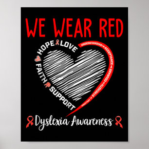 In October We Wear Red Dyslexia Awareness Month Poster