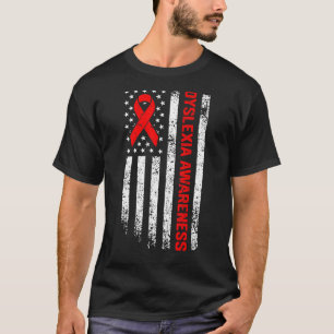 In October We Wear Red Ribbon Flag Dyslexia Awaren T-Shirt