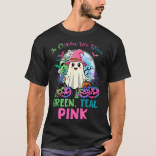 In October We Wear Teal Pink Halloween Metastatic  T-Shirt