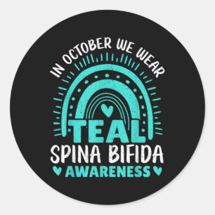 In October We Wear Teal Spina Bifida Awareness Classic Round Sticker