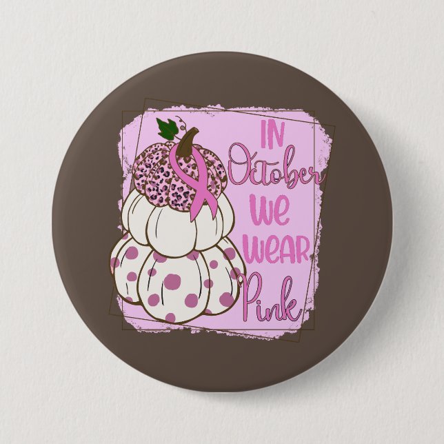 In October We Wear White Breast Cancer Awareness 7.5 Cm Round Badge (Front)