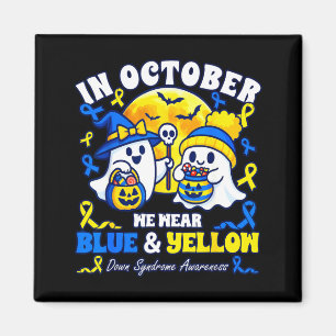 In october wear blue & yellow down syndrome magnet
