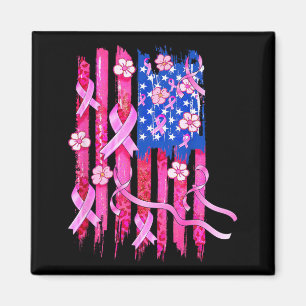 in October Wear nk Flag Breast Cancer Awareness Magnet