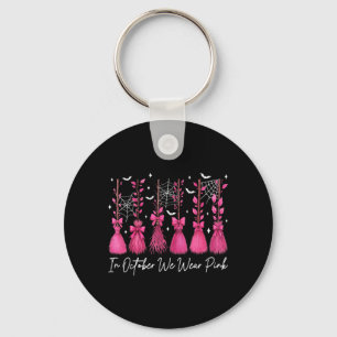 in October Wear nk Witch Broom Breast Cancer Key Ring