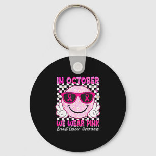 In october wear pink breast cancer awareness key ring