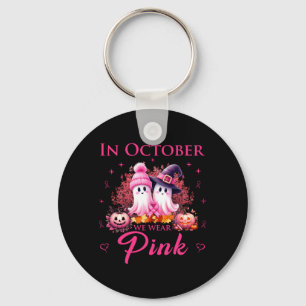 In October Wear Pink Ghost Breast Cancer Awareness Key Ring