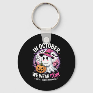 In october wear pink ghost halloween breast cancer key ring