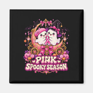 In october wear pink ghost witch breast cancer magnet