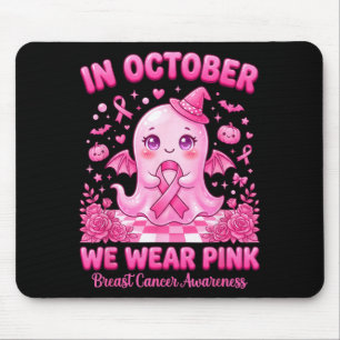 In October Wear Pink Ghost Witch Breast Cancer Mouse Pad