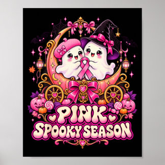 In october wear pink ghost witch breast cancer poster