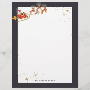 In Orbit Illustration Holiday Photo Stationery Custom Letterhead