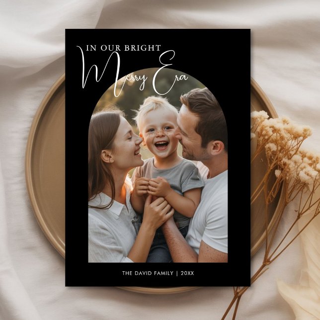 In Our Bright Merry Era Joyful Family Christmas Ca Holiday Card (Creator Uploaded)