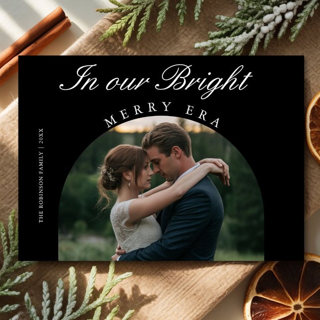 In Our Bright Merry Era Romantic Winter Couple Car Holiday Card (Creator Uploaded)