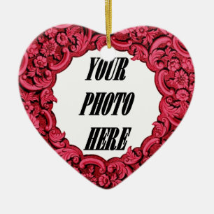 In Our Hearts PHOTO Memorial Tribute Red A06 Ceramic Tree Decoration
