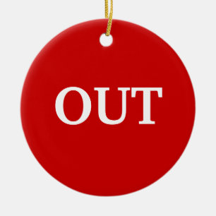 in out red green ceramic ornament