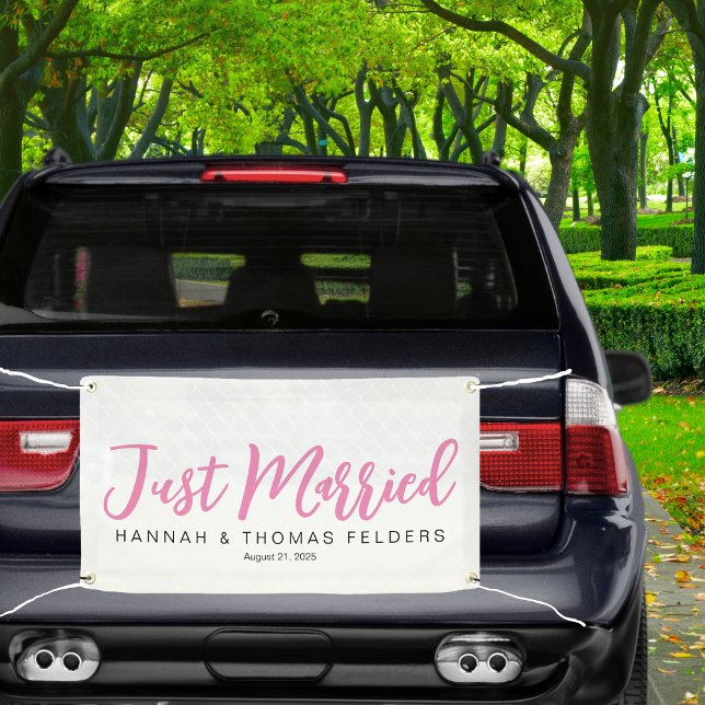In Pink Just Married Car Banner (Creator Uploaded)