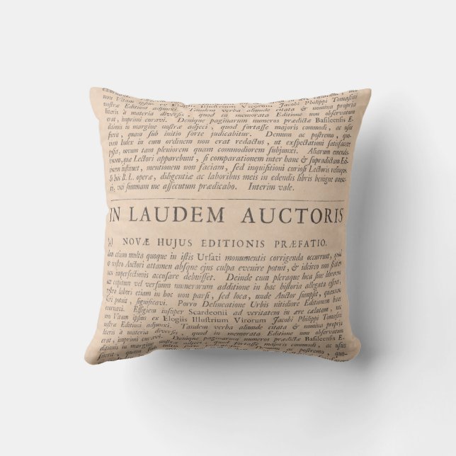 In Praise of the Authors Antique Latin Texts Cushion (Back)