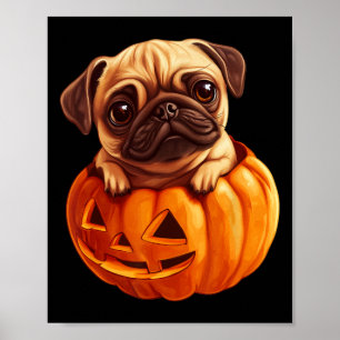 In Pumpkin Halloween Pugkin Cute Pug Halloween Poster
