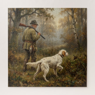 In Pursuit of Woodcock, English Setter Hunting Jigsaw Puzzle