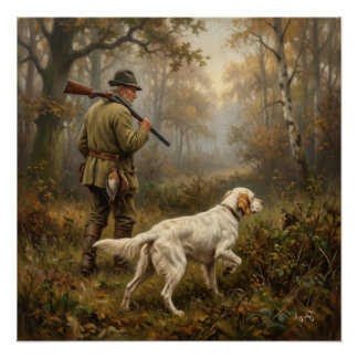 In Pursuit of Woodcock, English Setter Hunting Poster