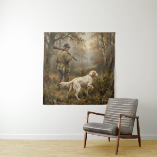 In Pursuit of Woodcock, English Setter Hunting Tapestry