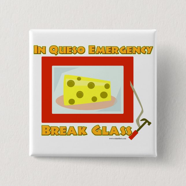 In Queso Emergency Break Glass 15 Cm Square Badge (Front)