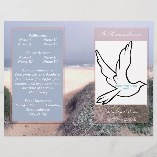 In Rememberance Funeral Program-single fold (Front)