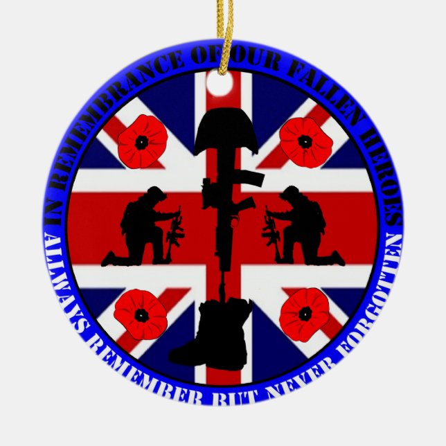 In Remembrance of our fallen UK Heroes Ceramic Ornament (Front)