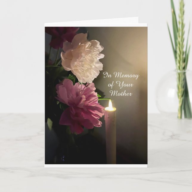 In Remembrance of Your Mother with Peonies Flame  Card (Front)