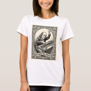 In Rock We Trust 100 Rocks Franklin Keyboardist  T-Shirt