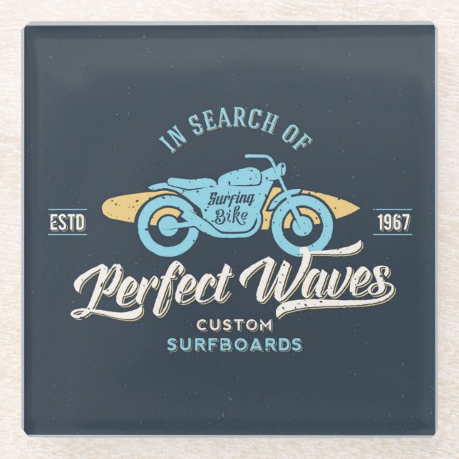 In Search Of Perfect Waves Poster Glass Coaster (Front)