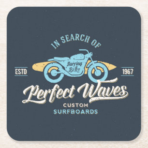 In Search Of Perfect Waves Poster Square Paper Coaster
