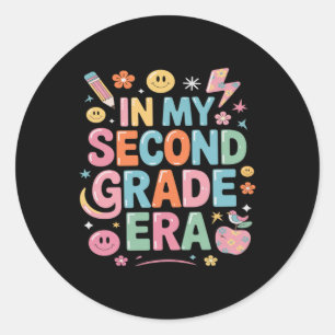 In Second Grade Era 2nd Grade Girl Teacher Back To Classic Round Sticker