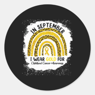 In September I Wear Gold For Childhood Cancer Awar Classic Round Sticker