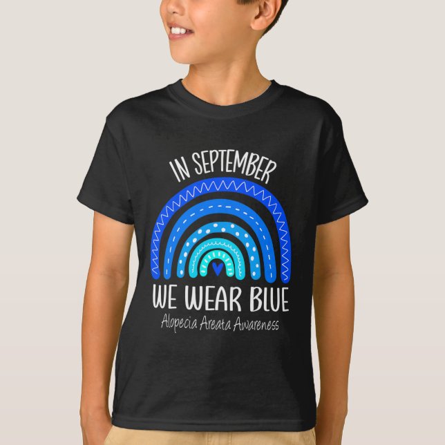 In September We Wear Blue Alopecia Areata Awarenes T-Shirt (Front)