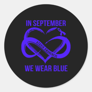 In September We Wear Blue Ataxia Awareness Ribbon Classic Round Sticker