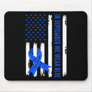In September We Wear Blue Ribbon Ataxia Awareness  Mouse Pad