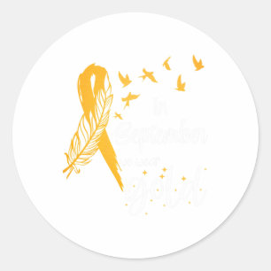 In September We Wear Childhood Cancer Awareness Ri Classic Round Sticker