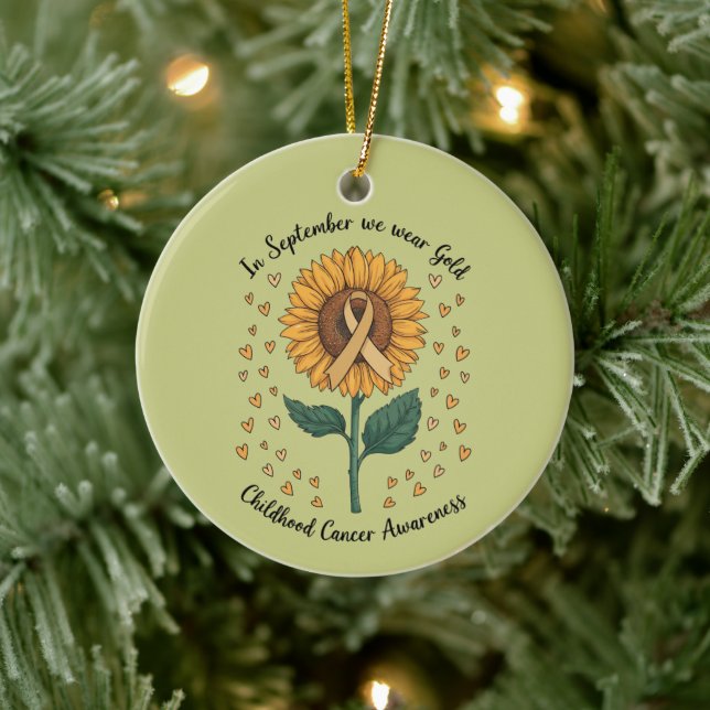 In September We Wear Gold Childhood Cancer Aware Ceramic Ornament (Tree)
