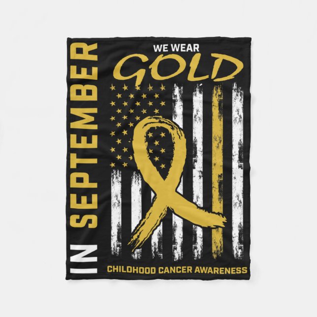 In September We Wear Gold Childhood Cancer Awarene Fleece Blanket (Front)