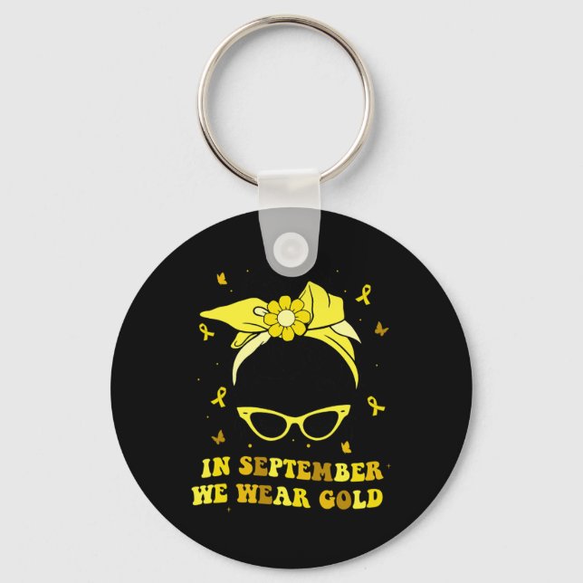 In September We Wear Gold Childhood Cancer Awarene Key Ring (Front)