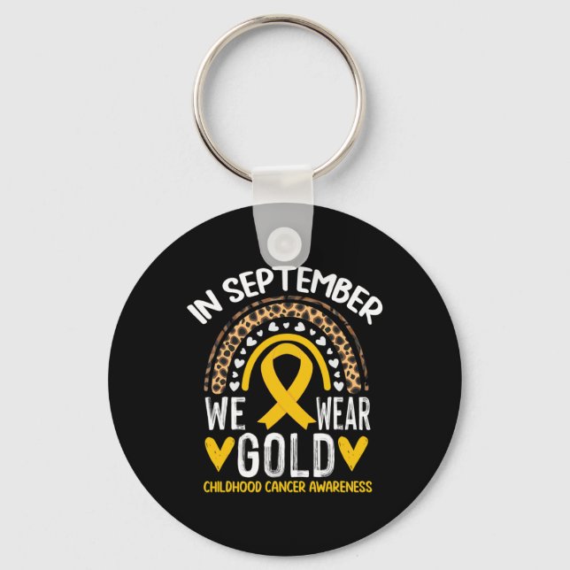 In September We Wear Gold Childhood Cancer Awarene Key Ring (Front)