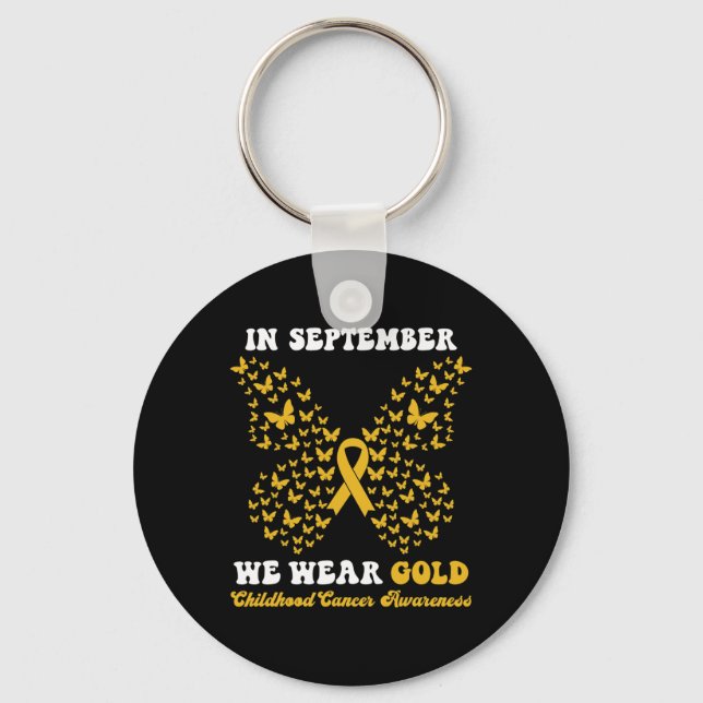 In September We Wear gold Childhood Cancer Awarene Key Ring (Front)