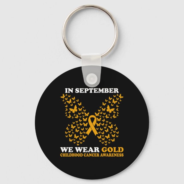 In September We Wear gold Childhood Cancer Awarene Key Ring (Front)