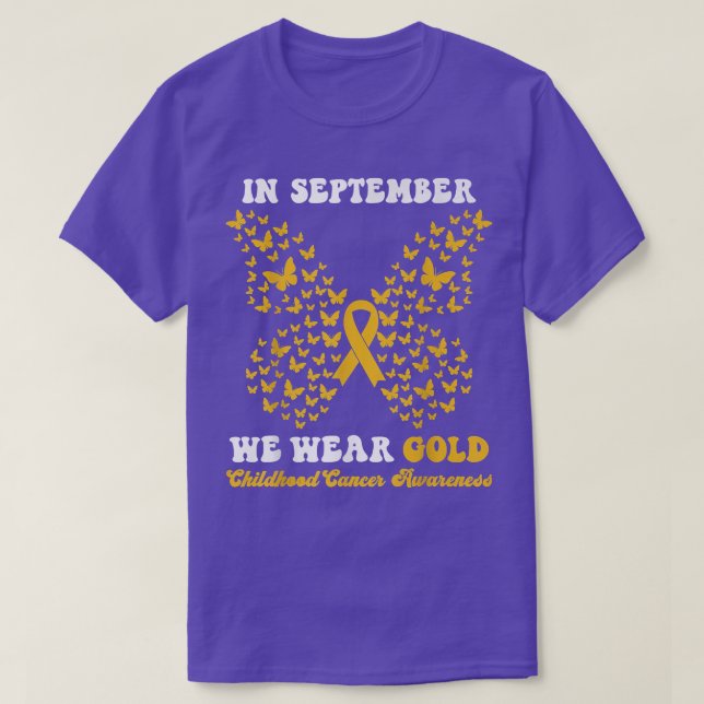 In September We Wear gold Childhood Cancer Awarene T-Shirt (Design Front)