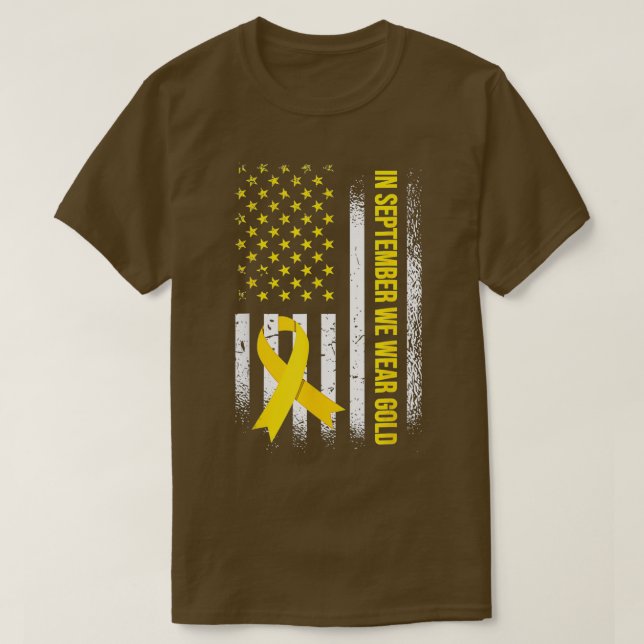 In September We Wear Gold Childhood Cancer Awarene T-Shirt (Design Front)