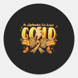 In September We Wear Gold Coquette Bow Childhood C Classic Round Sticker