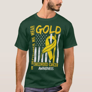 In September We Wear Gold Flag Ribbon Childhood Ca T-Shirt